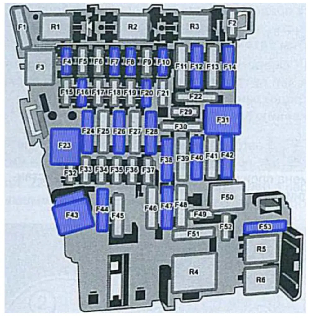 blok u saloni shema vw jetta 7 - Схеми запобіжників і реле Volkswagen Jetta 7 blok u saloni shema vw jetta 7