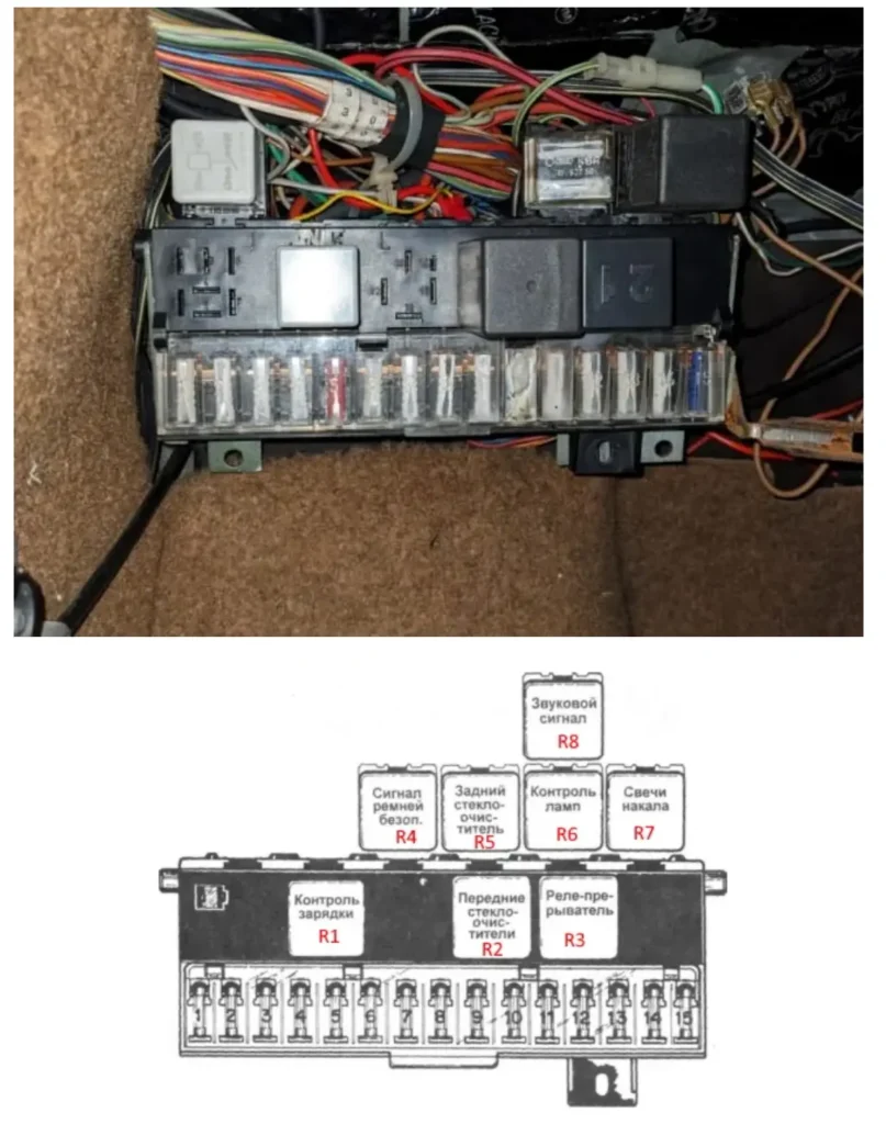 blok zapobizhnikiv i rele volkswagen golf 1 - Запобіжники і реле Volkswagen Golf 1 blok zapobizhnikiv i rele volkswagen golf 1