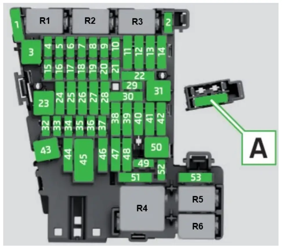 bloky v saloni volkswagen touran skhema - Схеми запобіжників і реле Volkswagen Touran 2 bloky v saloni volkswagen touran skhema