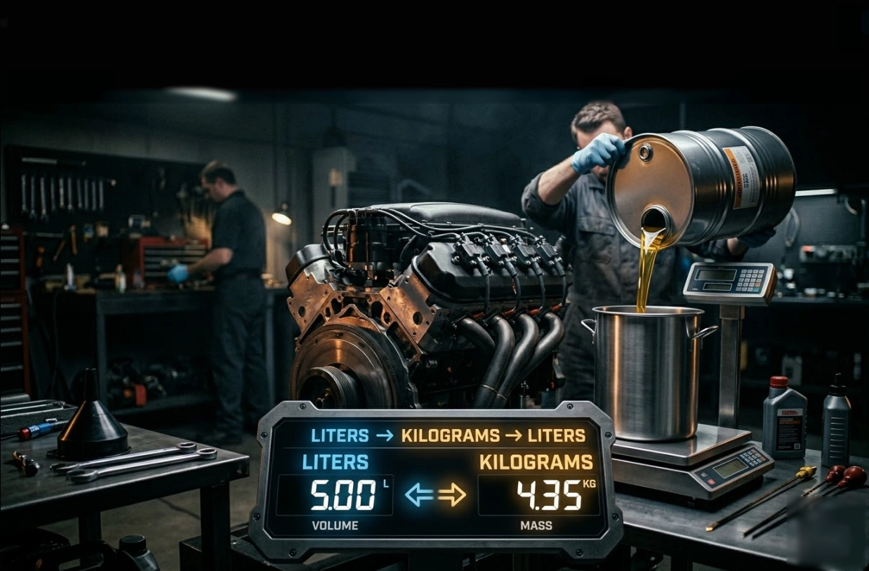 Калькулятор переведення літрів моторного мастила в кг