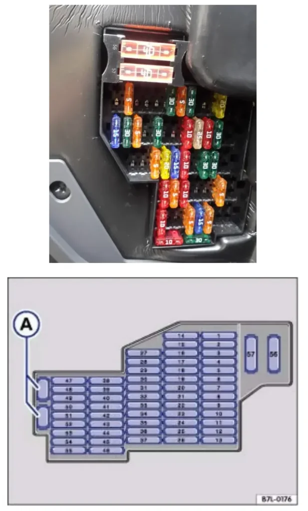 pravij bokovij yashik volkswagen touareg 1 - Схеми запобіжників і реле Volkswagen Touareg 1 pravij bokovij yashik volkswagen touareg 1